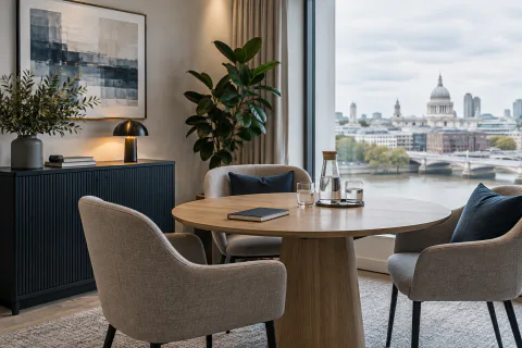 A quiet consultation room prepared for a conversation